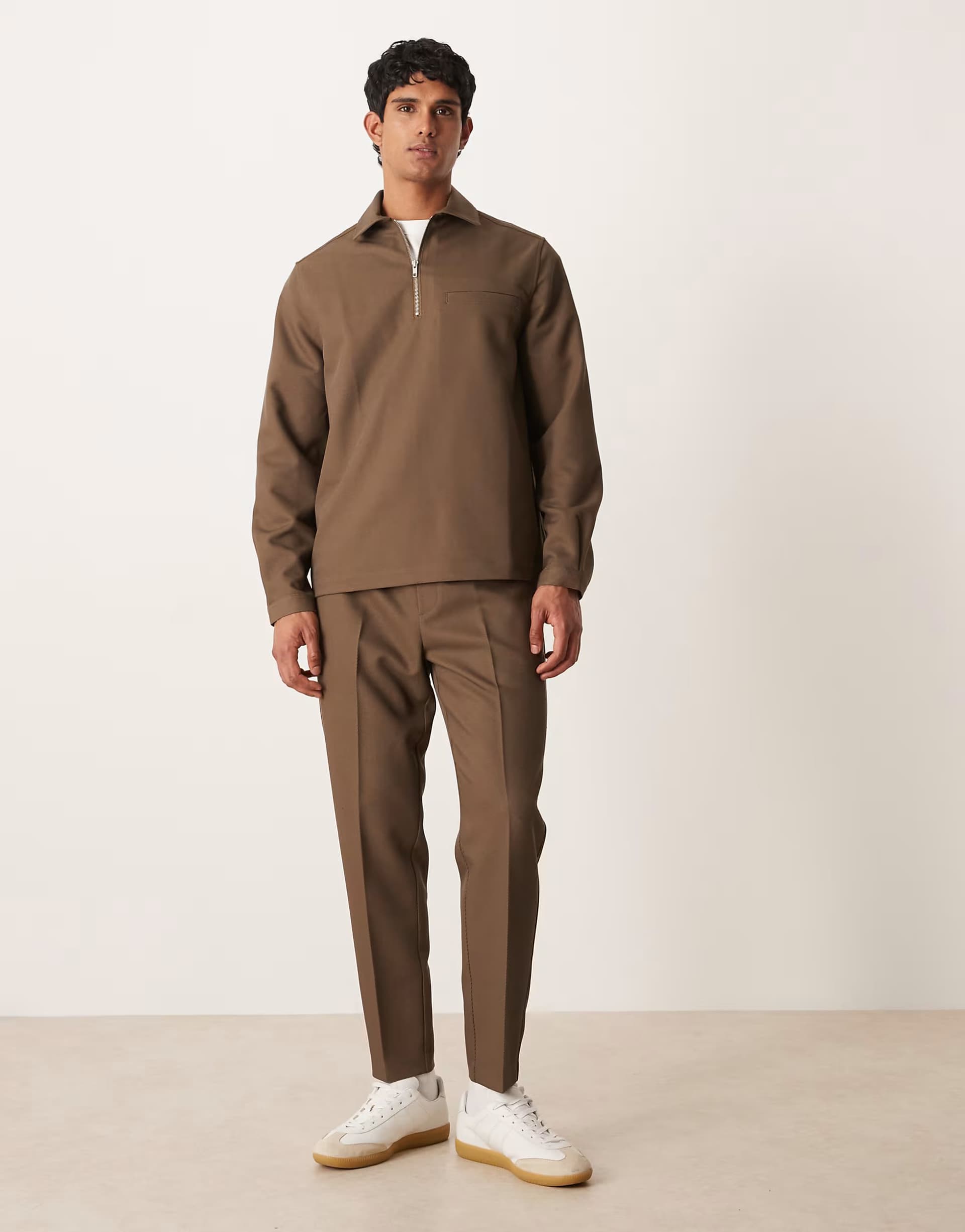 ASOS ASOS DESIGN co-ord tapered twill trouser in khaki