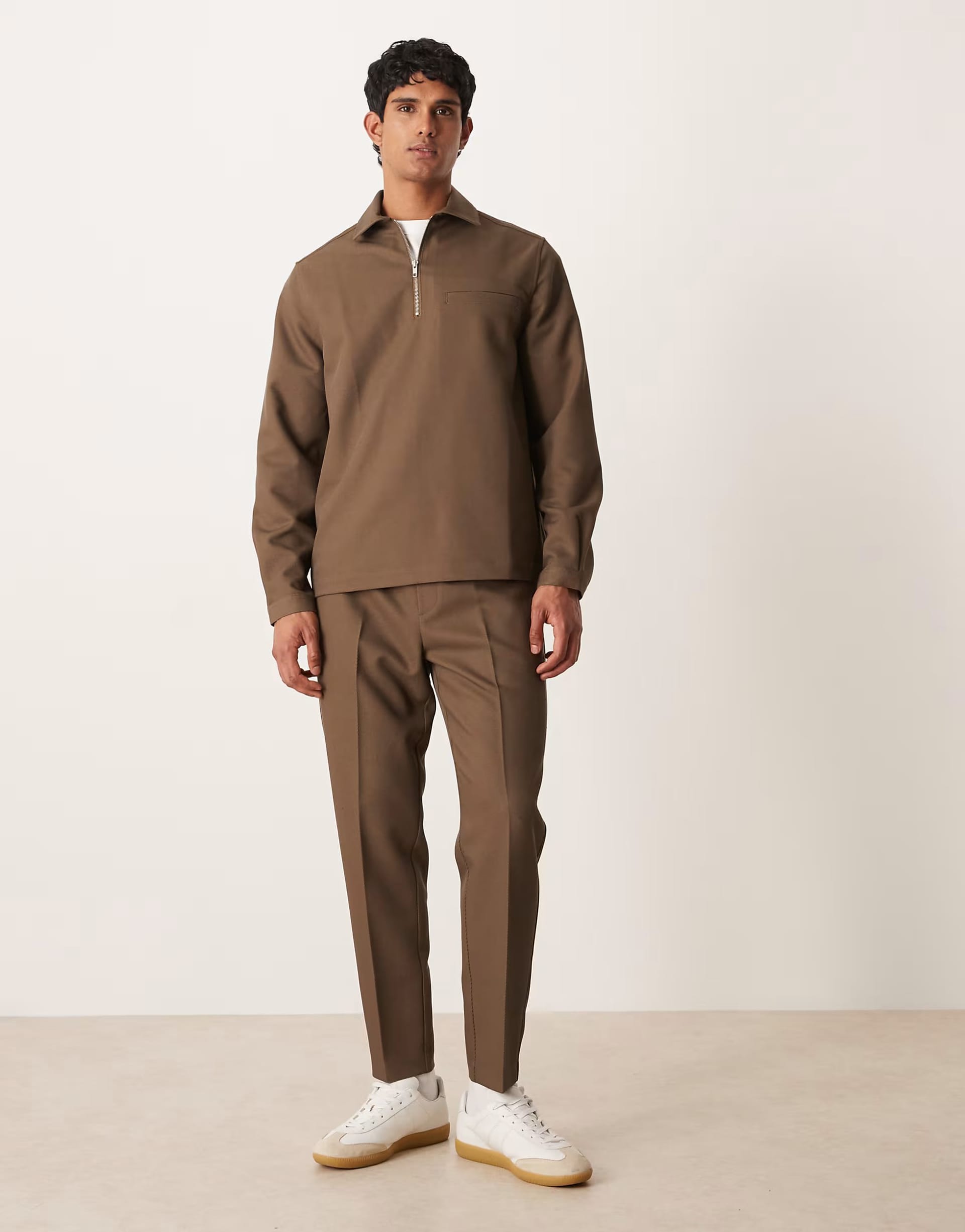 ASOS DESIGN Khaki Co-ord Tapered Twill Trouser Set