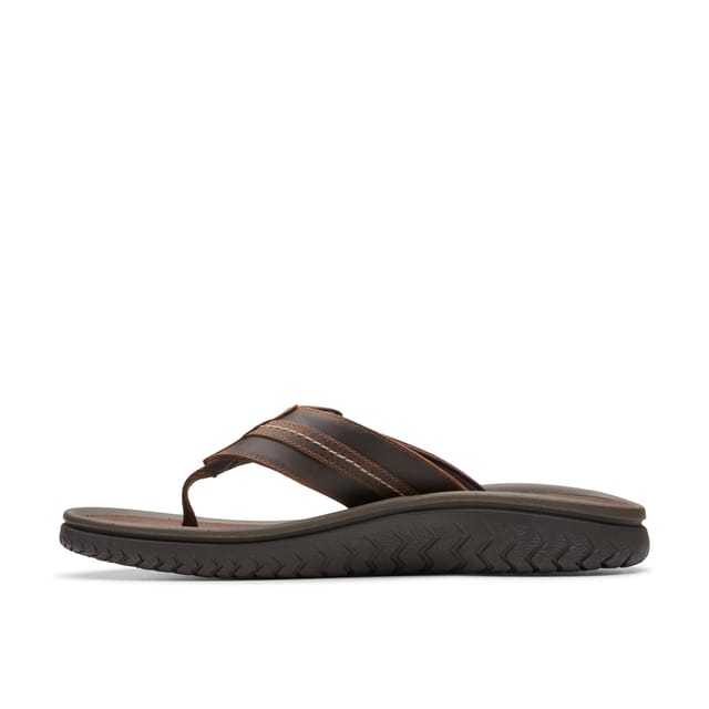 Clarks Clarks Men's Wesley Sun Beeswax Leather Flip Flops in Brown - 2