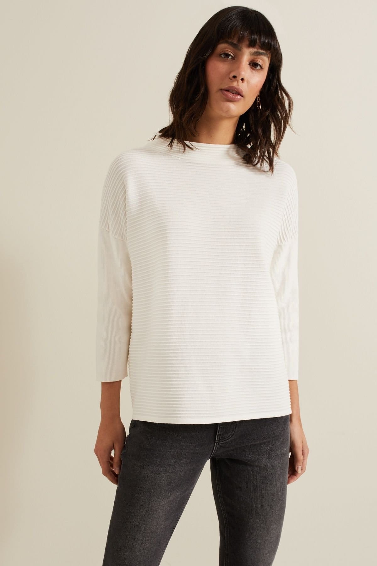 Phase Eight Off-White Ripple Knit Jumper