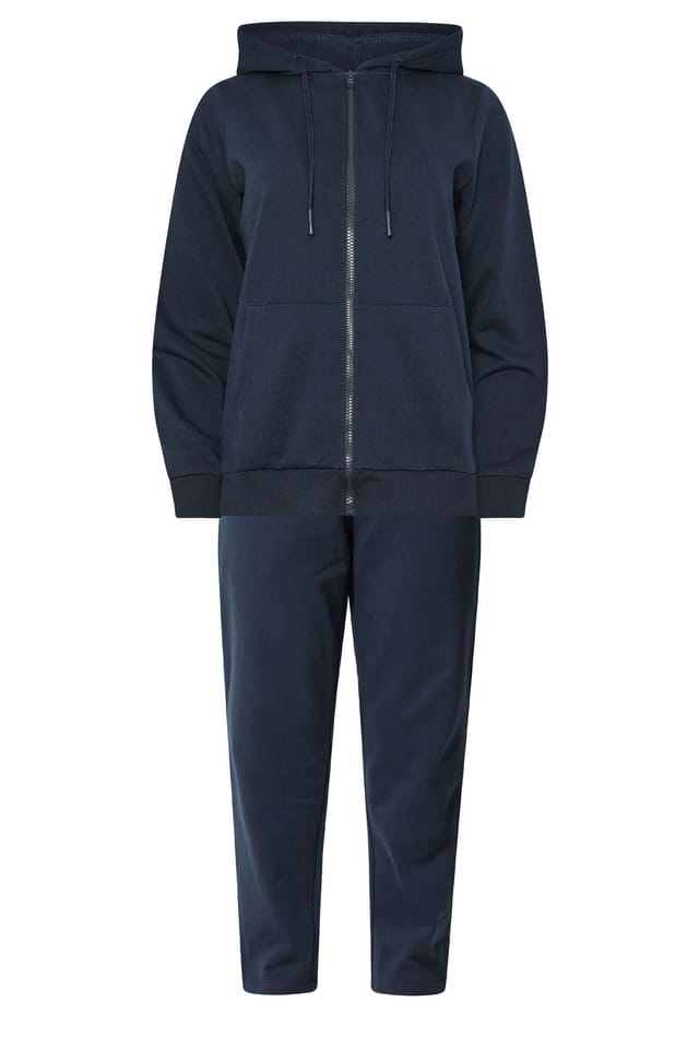 M&Co M&Co Women's Zip Through Hoodie & Straight Leg Joggers Set in Mid Navy - 2