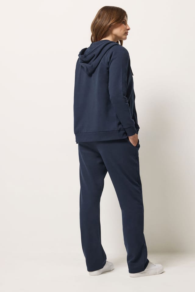 M&Co M&Co Women's Zip Through Hoodie & Straight Leg Joggers Set in Mid Navy - 3