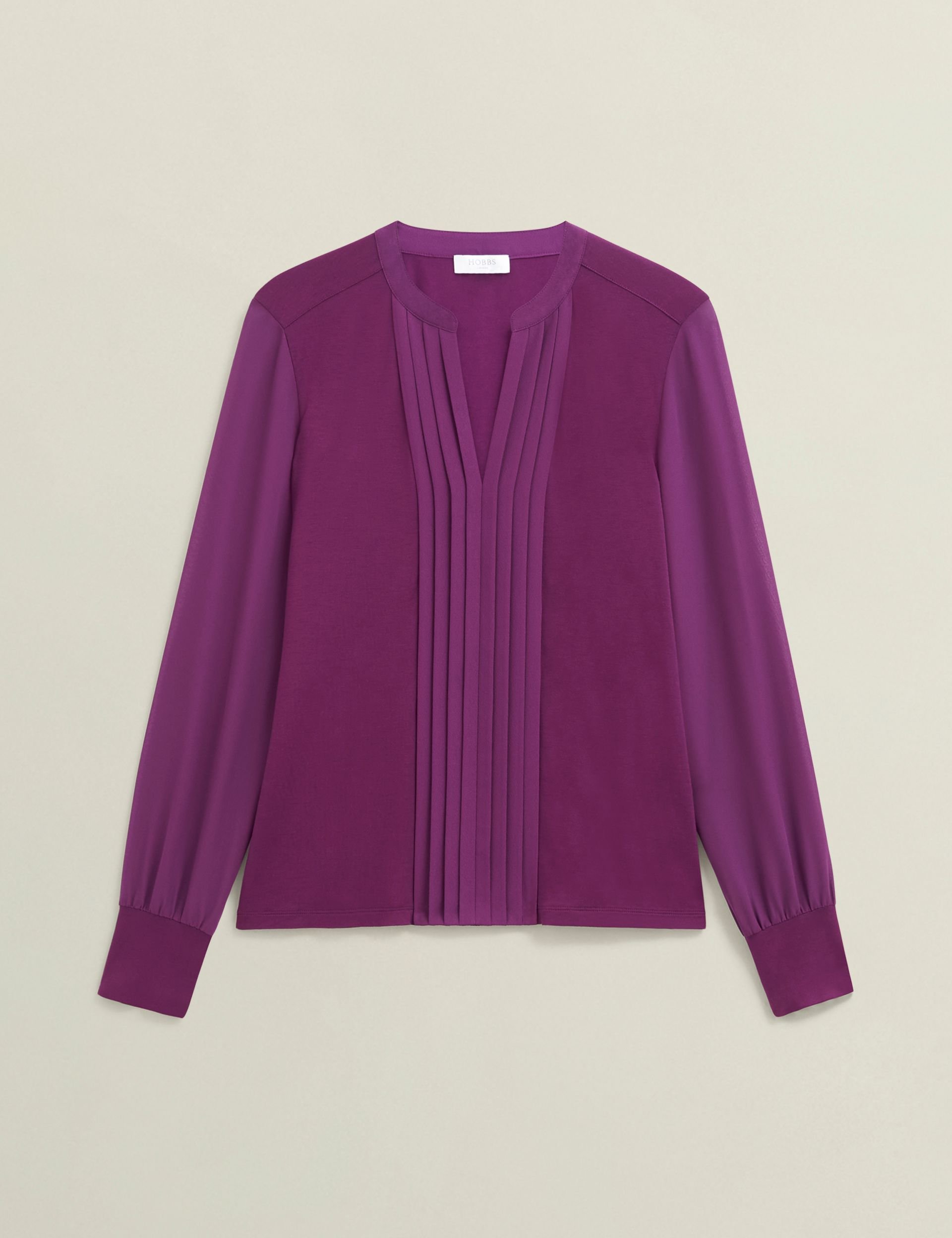 Hobbs London Hobbs London Women's Darcy Pintuck Detail Top in Aubergine - 2