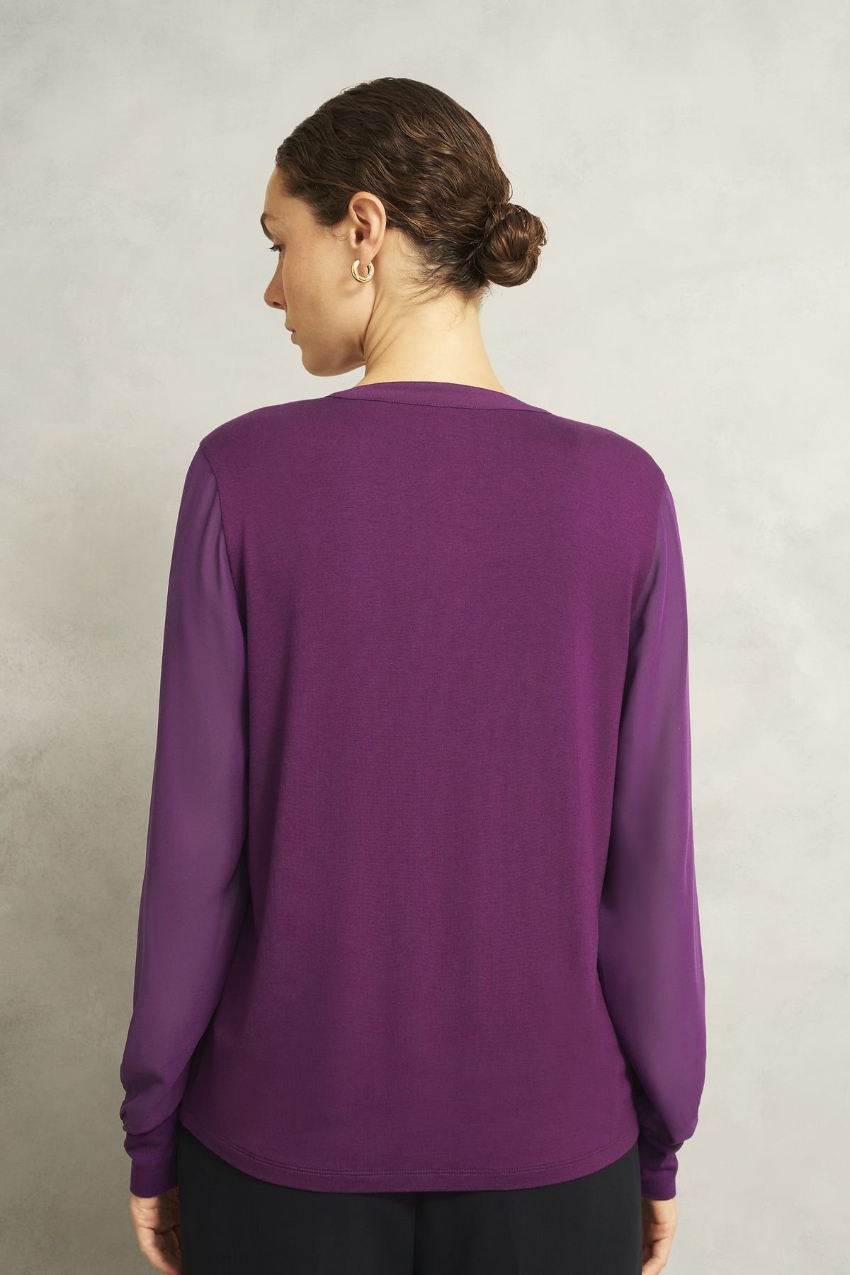 Hobbs London Hobbs London Women's Darcy Pintuck Detail Top in Aubergine - 4