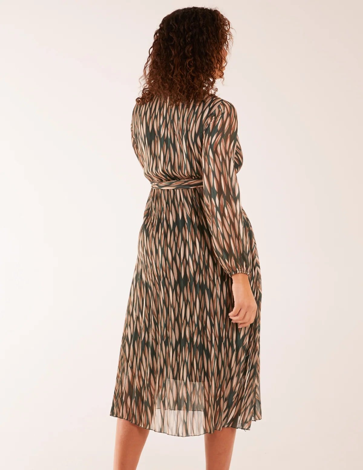 Blue Vanilla Wrap Over Metallic Vertical Print Dress - 4