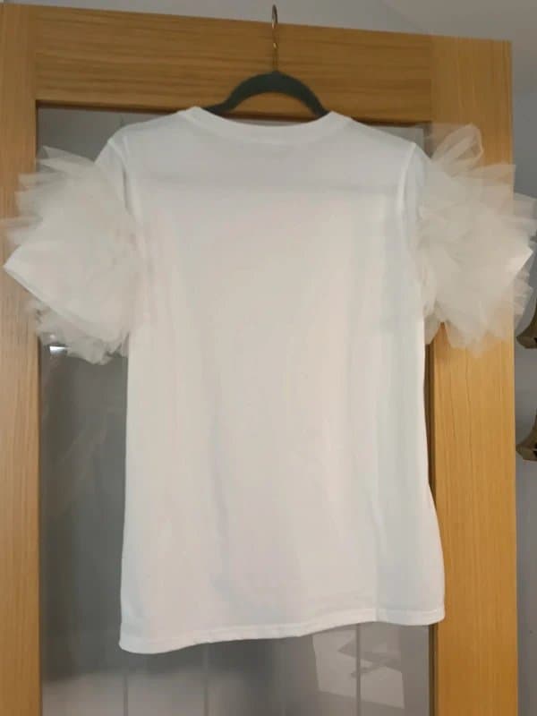 New Look White tulle sleeves t-shirt