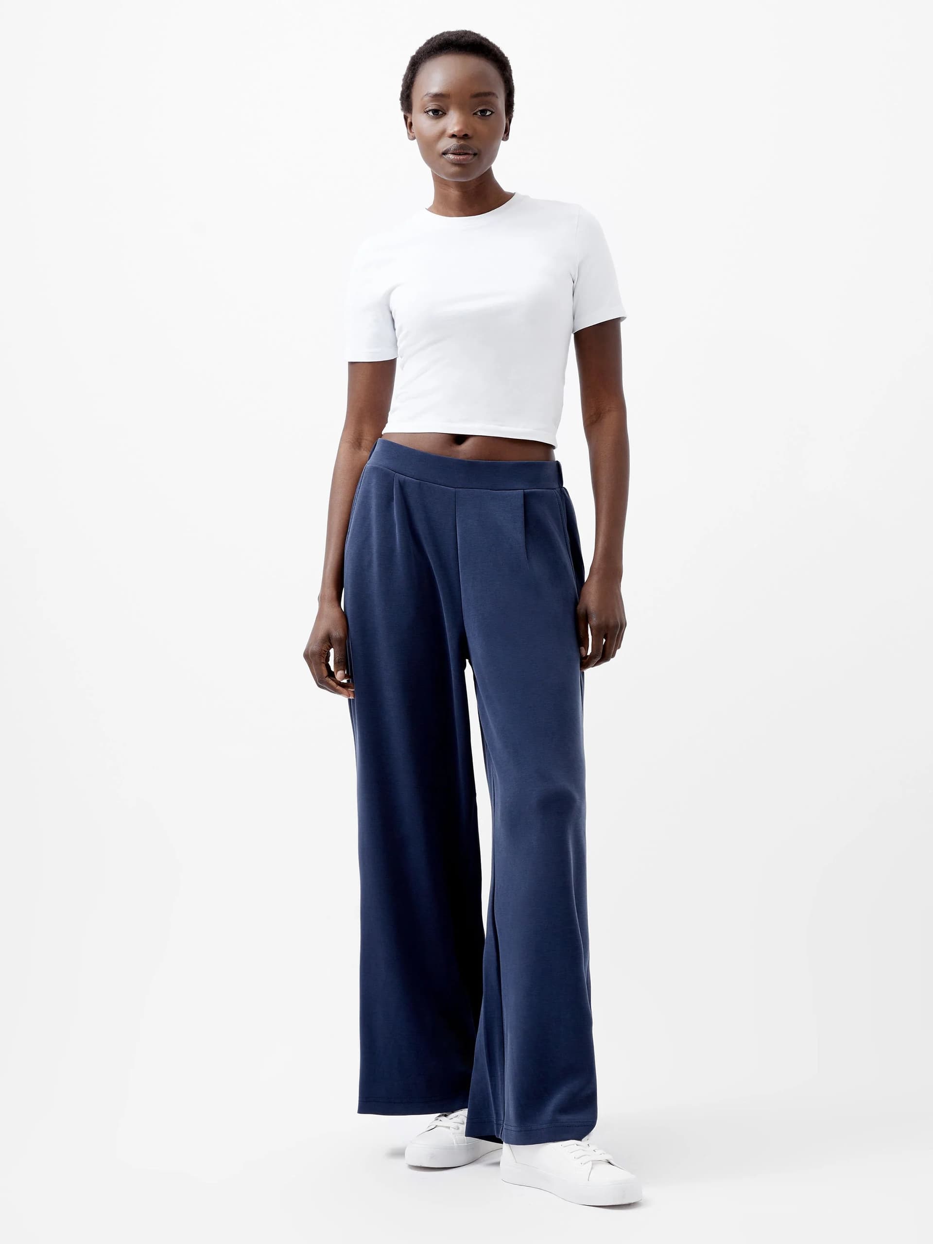 French Connection Wren Wide Leg Trousers Midnight Blue