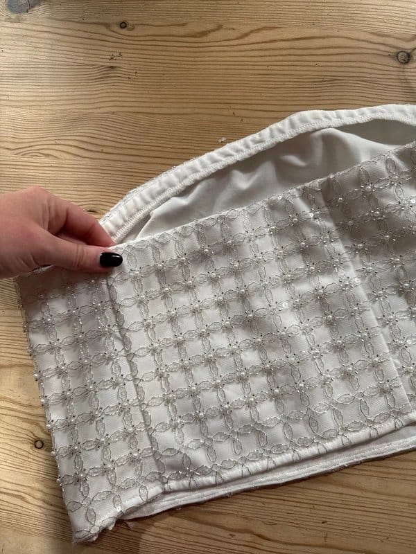 Bershka White Pearl Sequin Bandeau Top