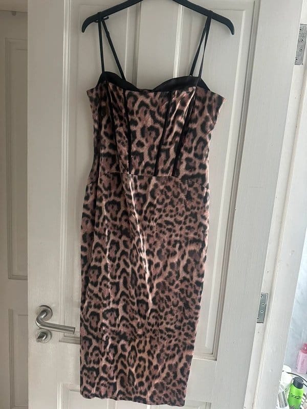 ASOS Leopard Print Satin Midi Dress