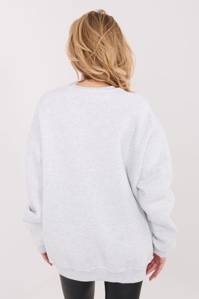 Love Lace Love Lace Women's Elongated Cotton Elastane Sweatshirt with Pockets in Grey - 3