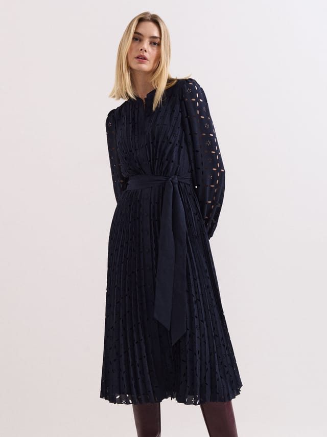 Phase Eight Phase Eight Women's Marina Pleated Midi Dress in Dark Navy - 2