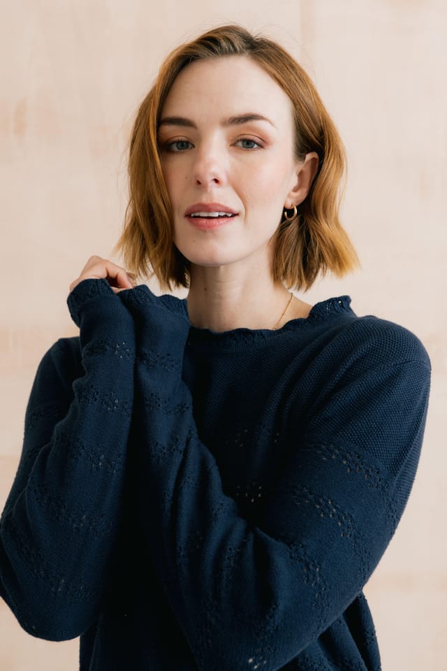 Lily & Me Lily & Me Women's Rosie Pointelle Detail Jumper in Navy - 2