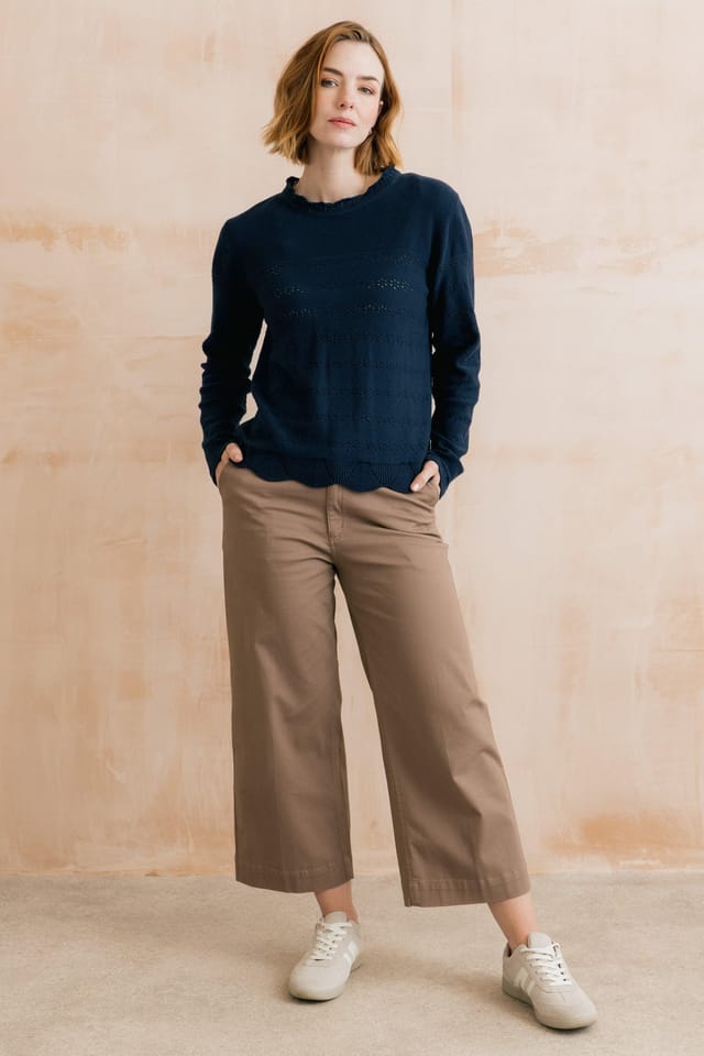 Lily & Me Lily & Me Women's Rosie Pointelle Detail Jumper in Navy - 3