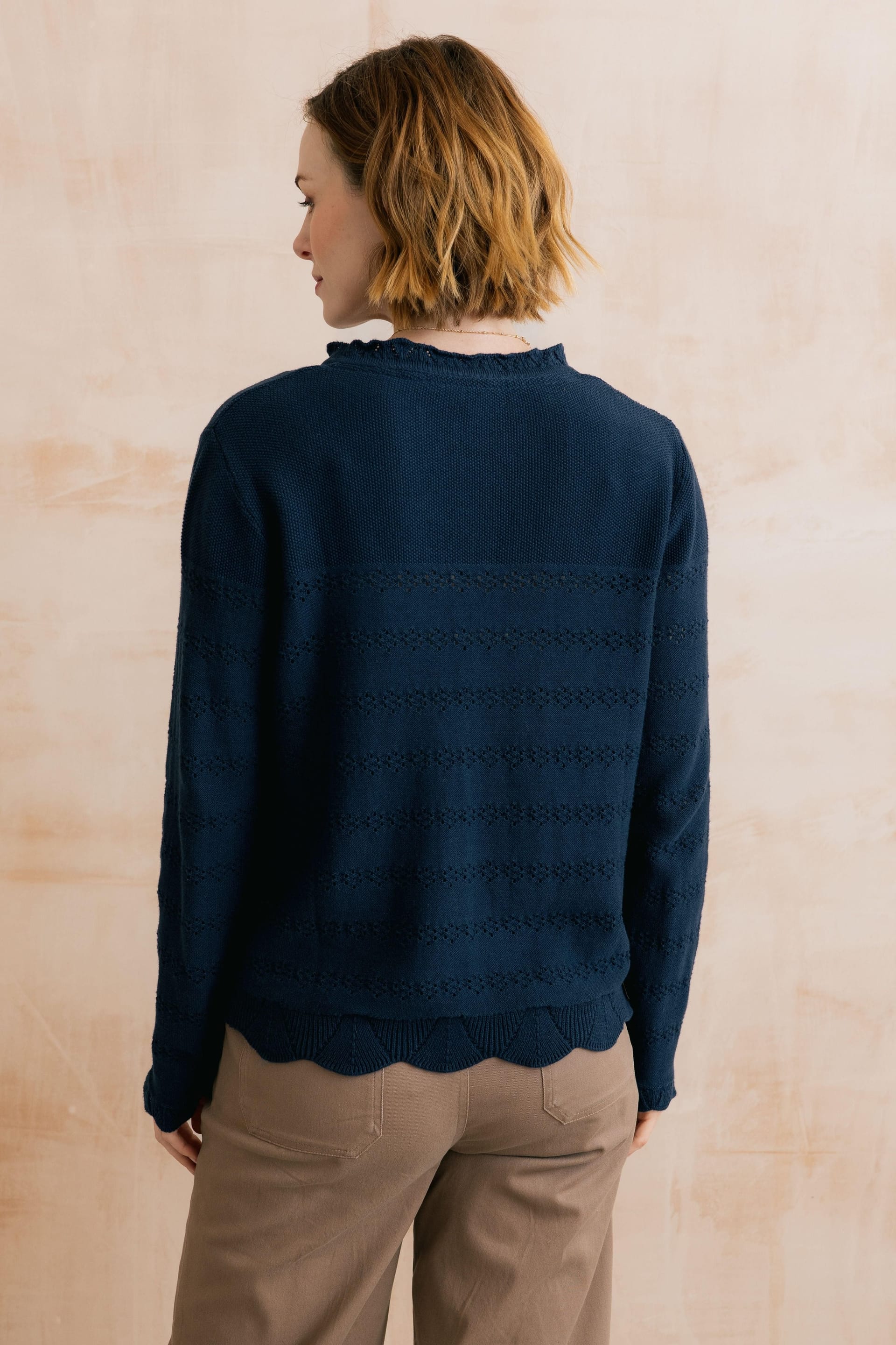 Lily & Me Lily & Me Women's Rosie Pointelle Detail Jumper in Navy - 4