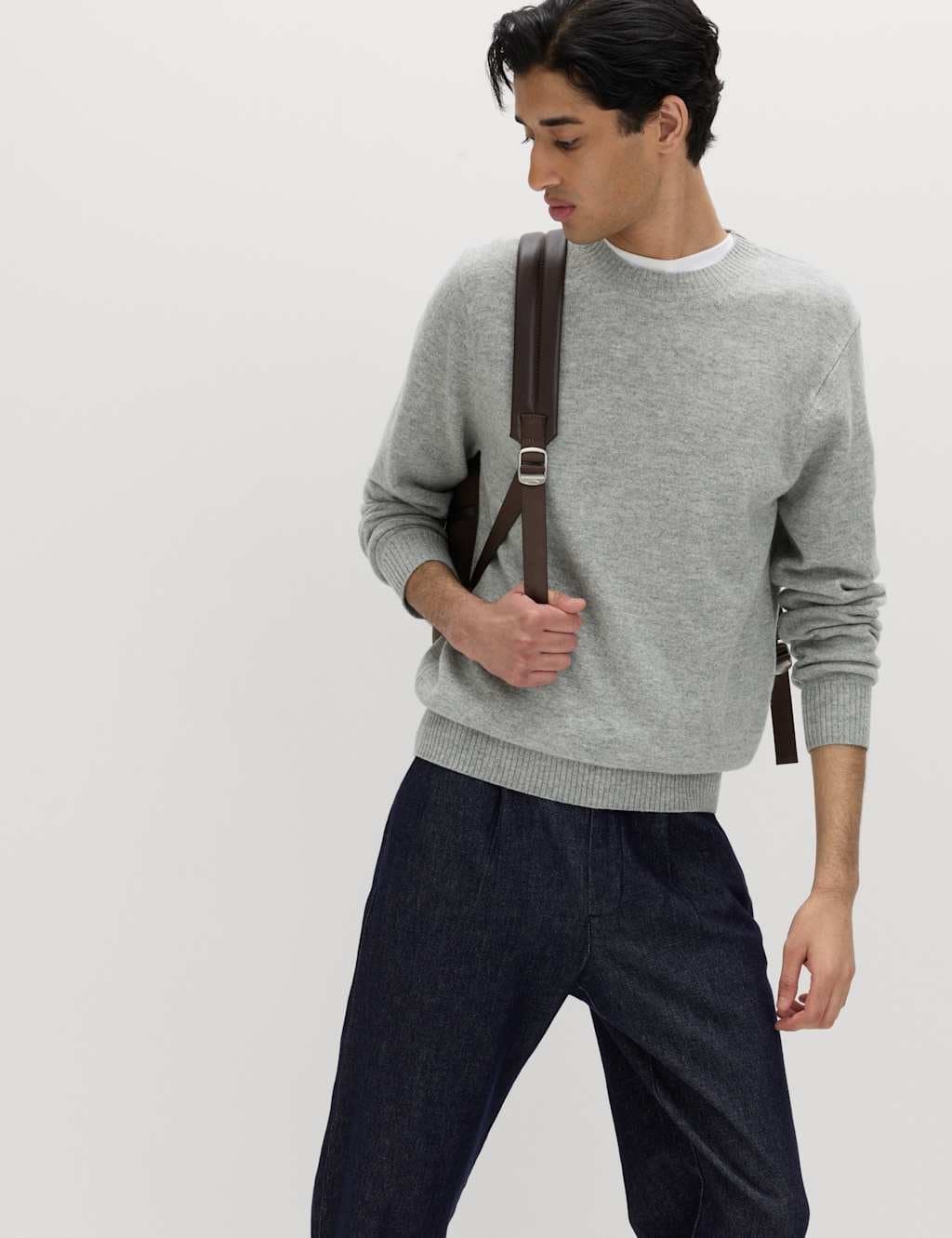 Marks & Spencer M&S Grey Lambswool Crew Neck Jumper