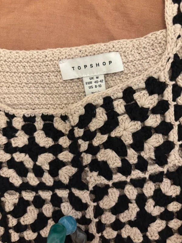 Topshop Topshop hand knitted square neck crochet vest
