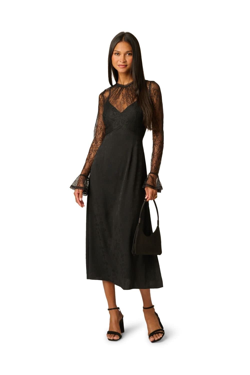Adrianna by Adrianna Papell Adrianna by Adrianna Papell Women's Combo Satin Ankle Dress in Black