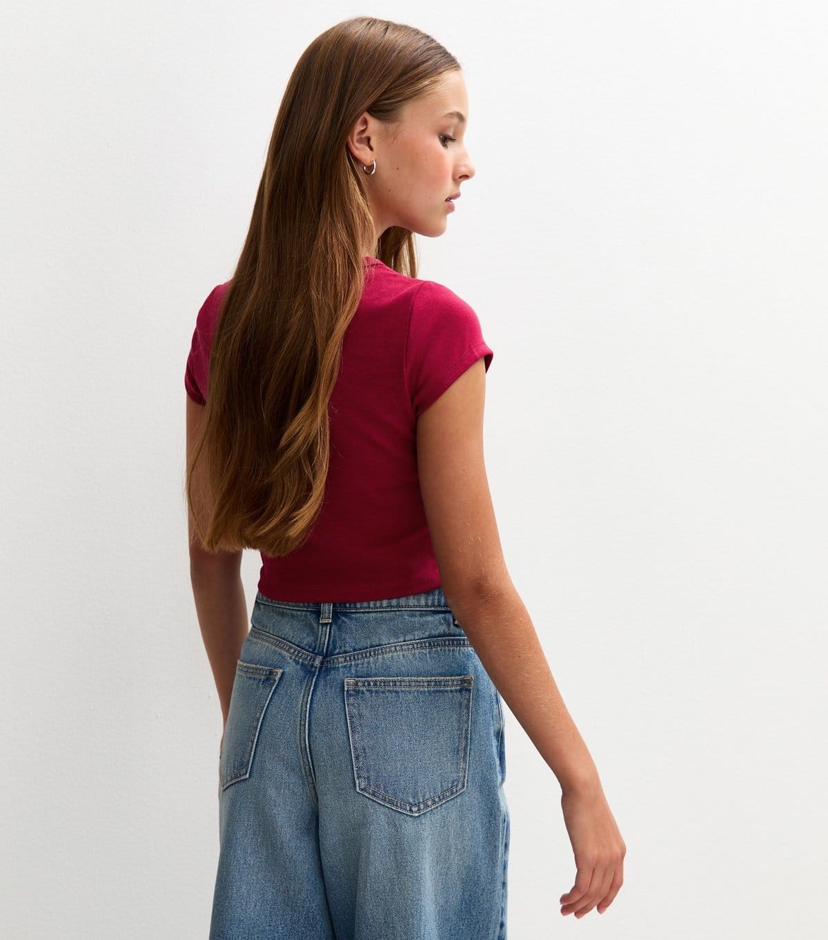 New Look Girls' Dark Burgundy Short Sleeve Baby Tee Top New Look - 4