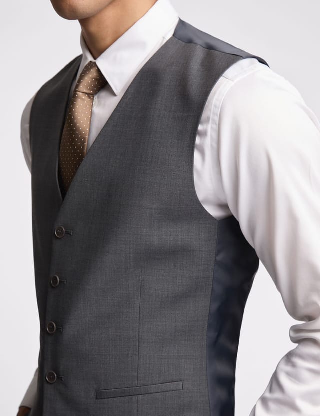 Ted Baker Ted Baker Men's Premium Charcoal Panama Slim Waistcoat in Grey - 3