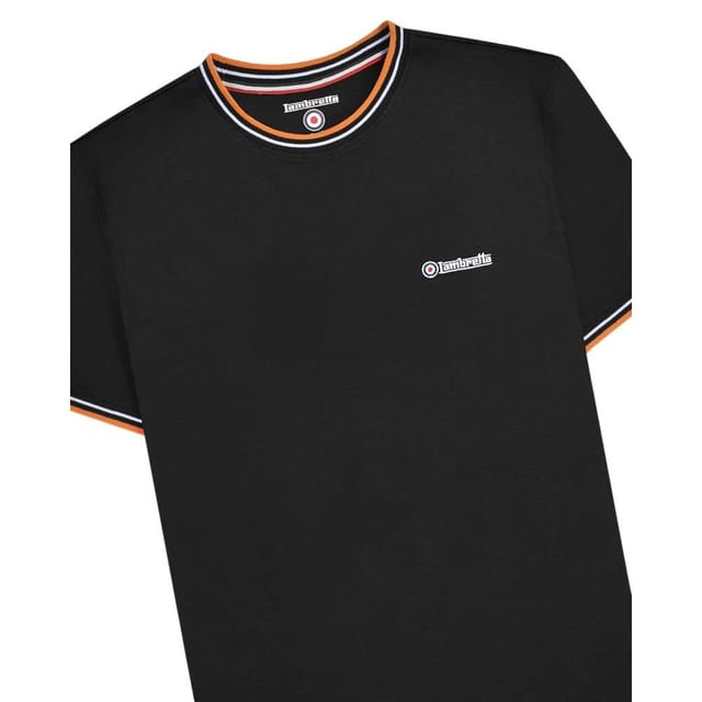 Lambretta Lambretta Men's AW24 Twin Tip Pique T-Shirt in Jet Black - 3