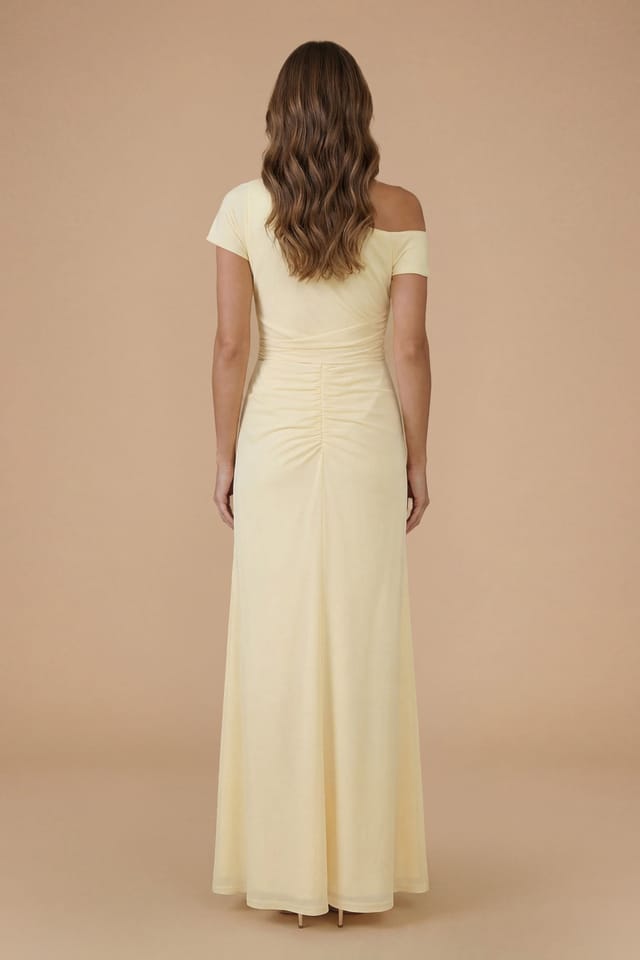 Oasis Oasis Women's Mesh & Satin Drop Shoulder Bridesmaid Dress in Butter - 3