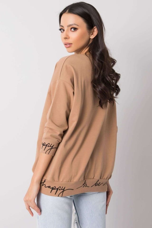Love Lace Love Lace Women's Camellia Hem Inscription 3/4 Sweatshirt in Brown - 3