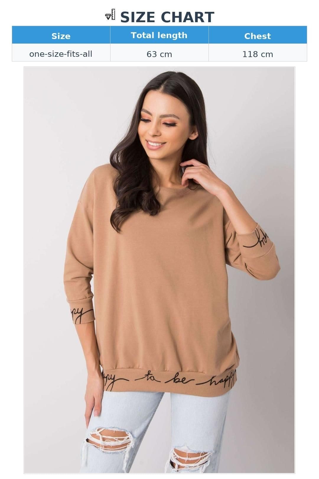 Love Lace Love Lace Women's Camellia Hem Inscription 3/4 Sweatshirt in Brown - 4