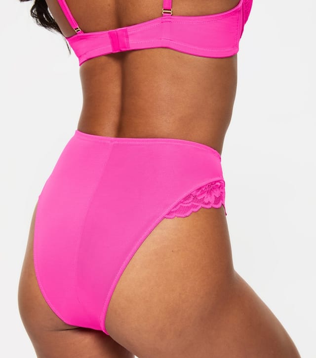 Ann Summers Women's Ann Summer Bright Pink Sexy Lace High Brazilian Knickers Ann Summers New Look - 3