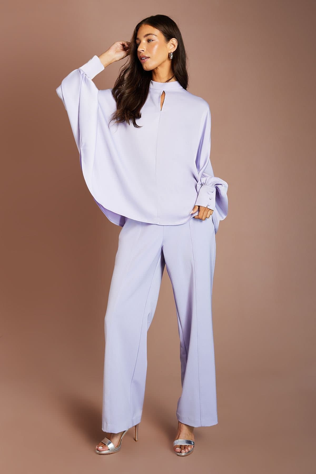 Coast Coast Lilac Stretch Crepe Wide Leg Trouser