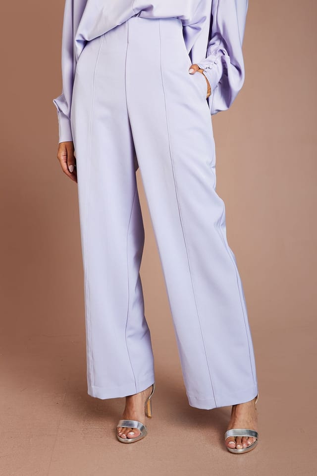 Coast Coast Women's Lilac Stretch Crepe Wide Leg Trouser - 2