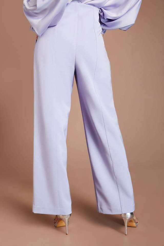 Coast Coast Women's Lilac Stretch Crepe Wide Leg Trouser - 3