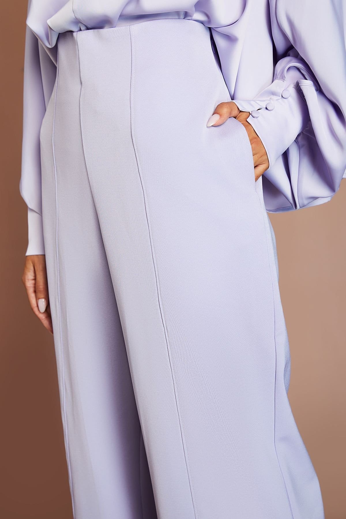Coast Coast Women's Lilac Stretch Crepe Wide Leg Trouser - 4