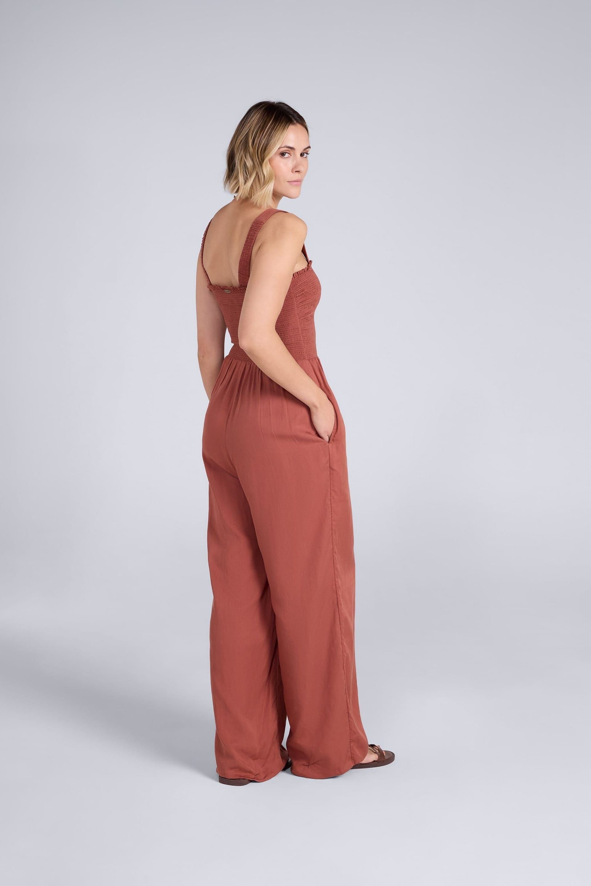 Animal Animal Women's 'Astrid' Lightweight Casual Sleeveless Wide Leg Relaxed Fit Jumpsuit in Terracotta - 4