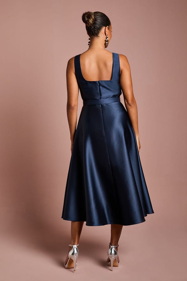 Coast Coast Women's Petite Belted Twill Midi Dress in Navy - 3