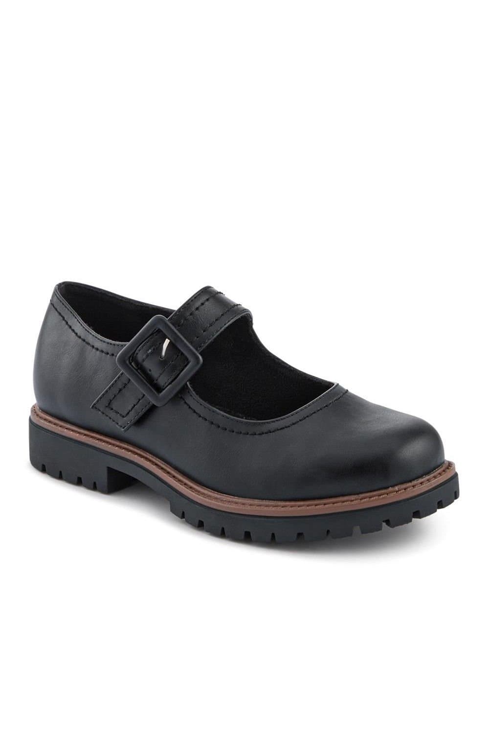 Pavers Pavers Women's Wide Fit Touch-Fasten Chunky Mary Janes in Black