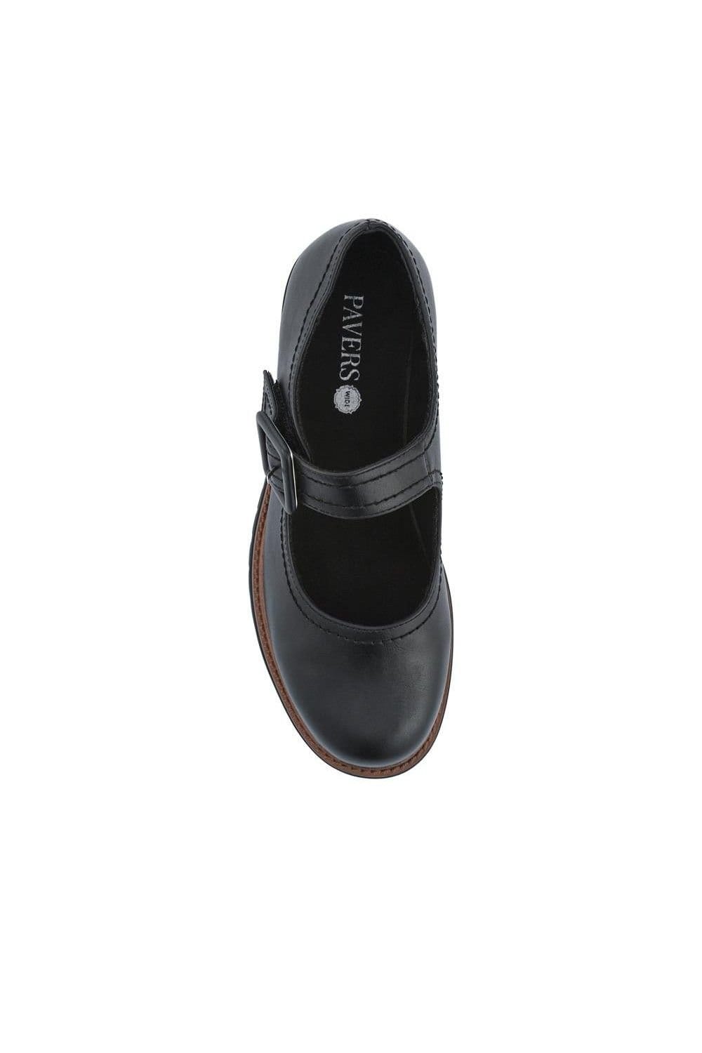 Pavers Pavers Women's Wide Fit Touch-Fasten Chunky Mary Janes in Black - 4