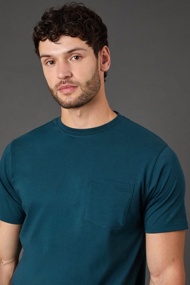 Maine Maine Men's Dark Teal Short Sleeve T-Shirt With Pocket - 2