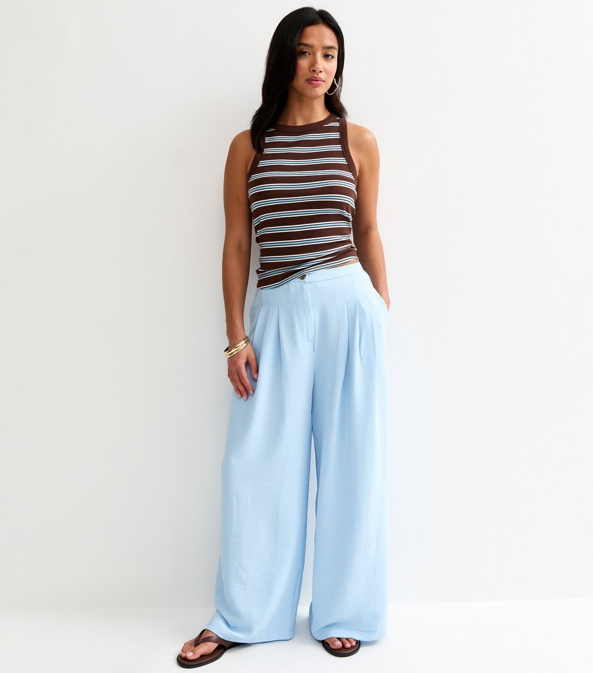 New Look Women's Petite Light Blue Pleated Wide Leg Trousers New Look - 3