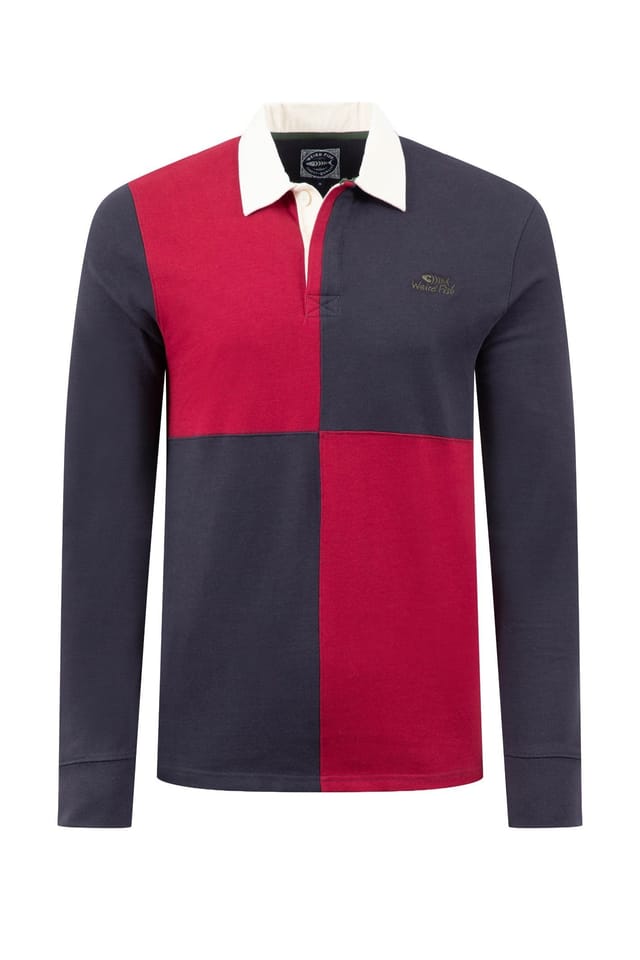 Weird Fish Weird Fish Men's Lyon Cotton Colour Block Rugby Shirt in Red - 2