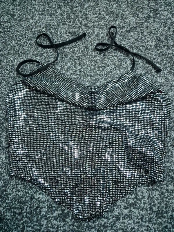 New Look Sequin silver top