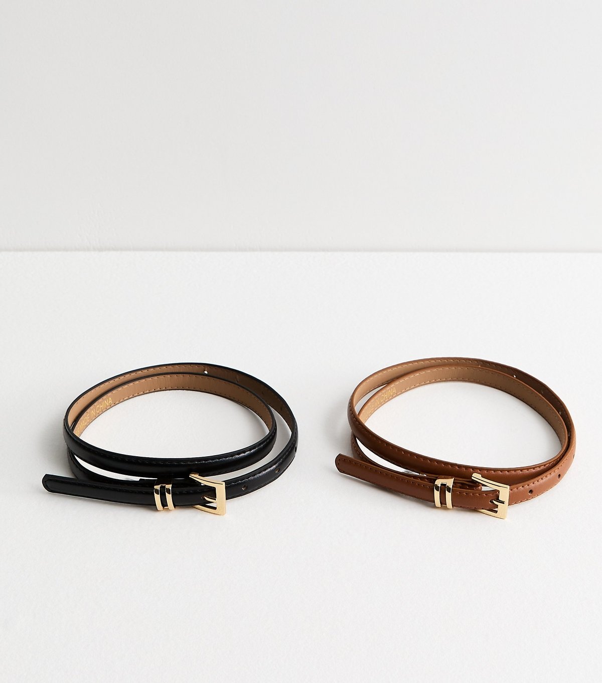 New Look Pack Of 2 Black and Tan Faux Leather Buckle Belts New Look - 2