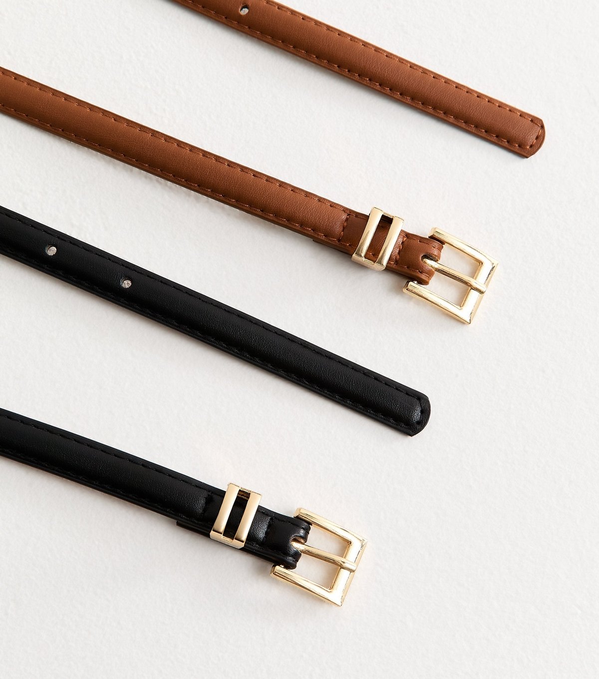 New Look Pack Of 2 Black and Tan Faux Leather Buckle Belts New Look - 3