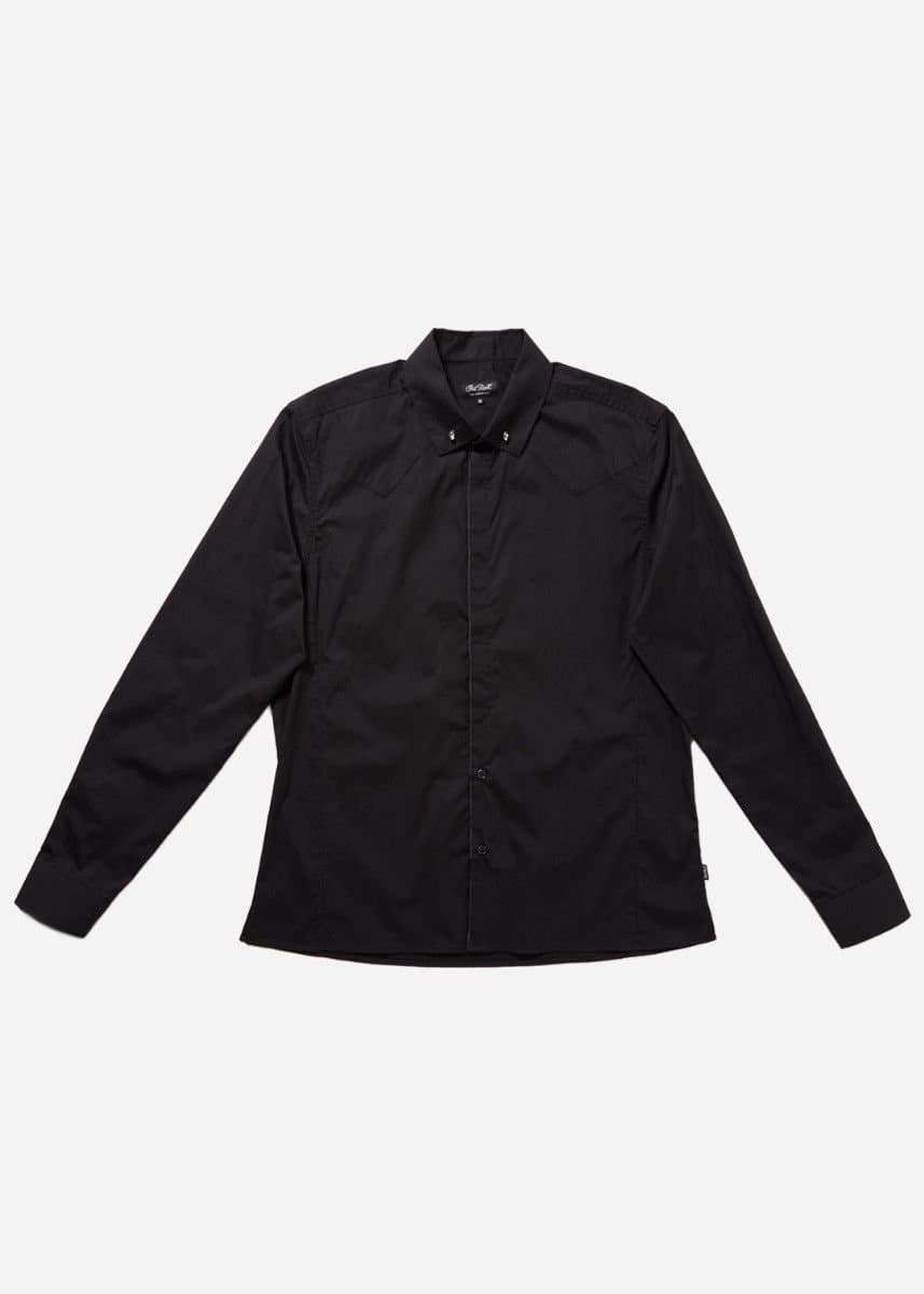 Chet Rock Chet Rock Men's Brooklyn Black Shirt with Metal Skull Buttons