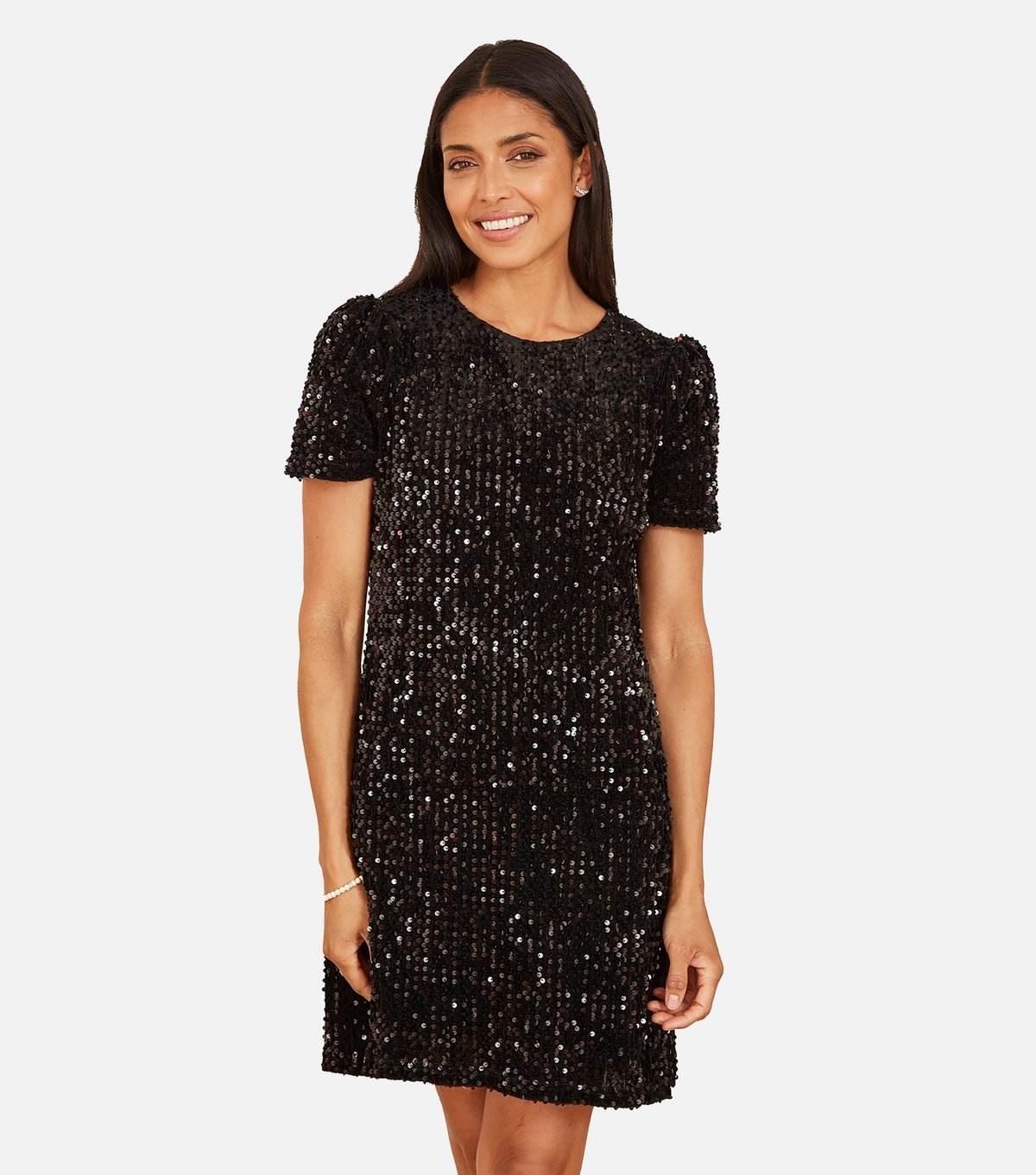 Yumi Women's Black Sequin Shift Dress Yumi New Look - 1