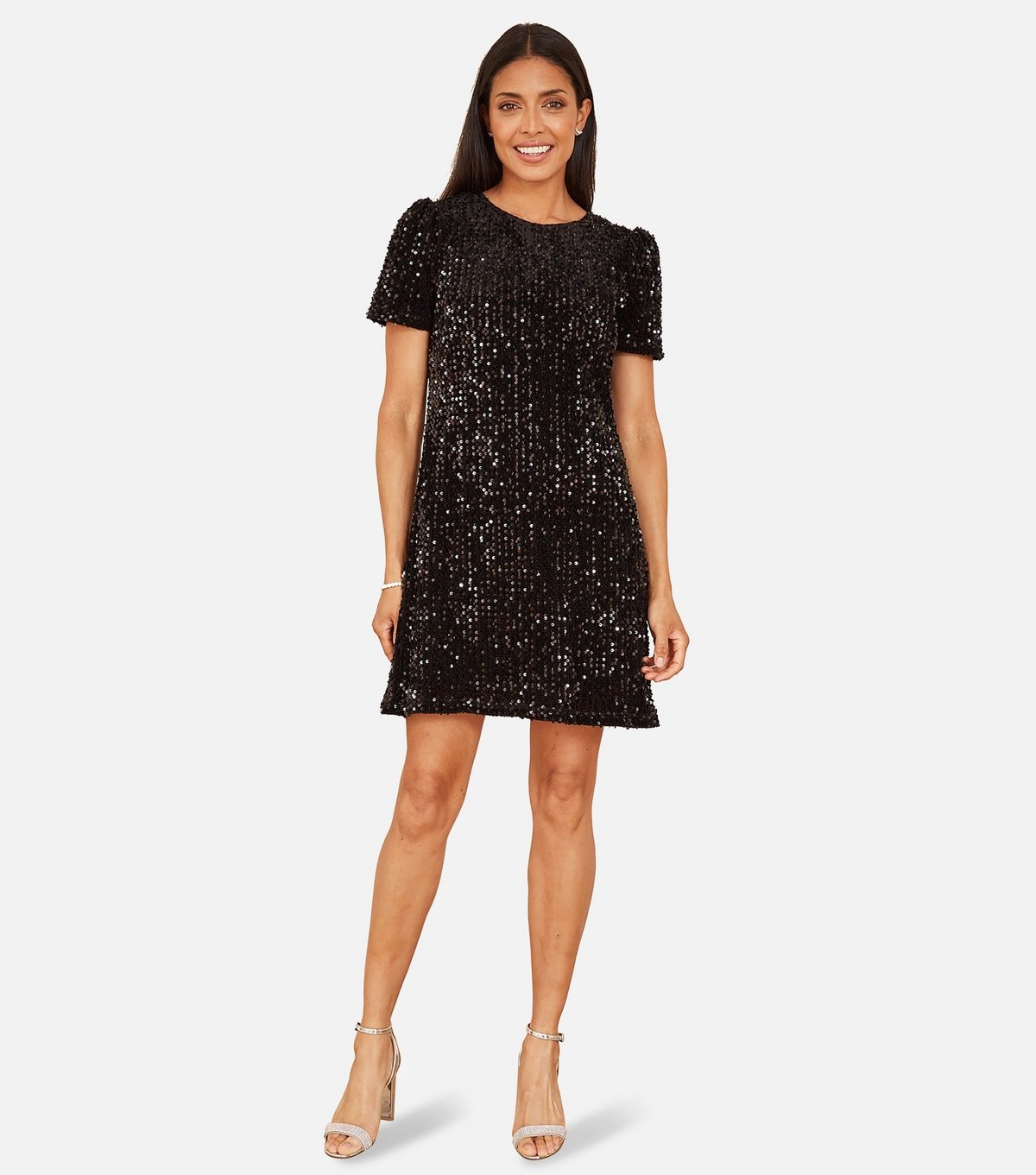 Yumi Women's Black Sequin Shift Dress Yumi New Look - 2