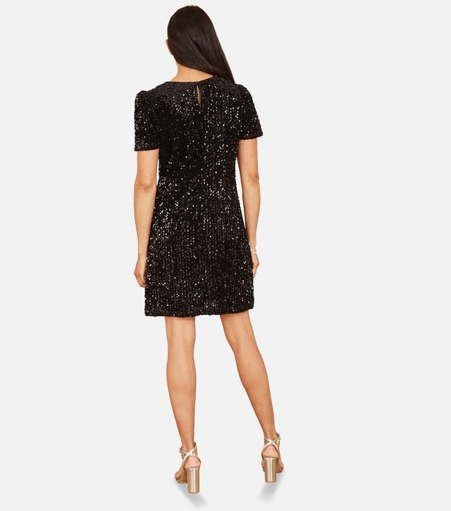 Yumi Women's Black Sequin Shift Dress Yumi New Look - 3