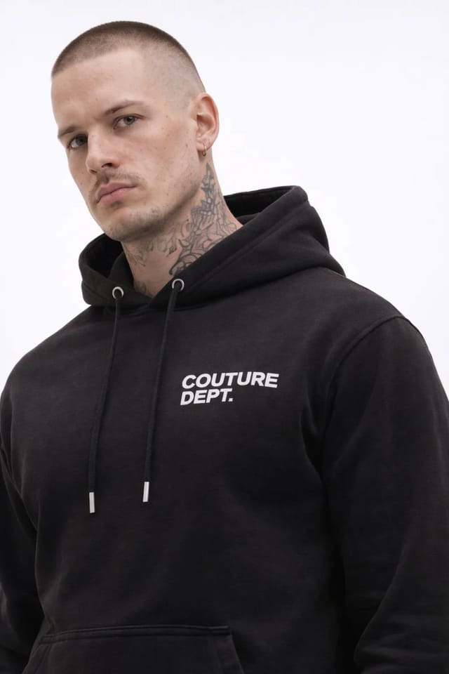BCouture BCouture Men's Pullover Hoodie & Joggers Tracksuit Set in Black - 2