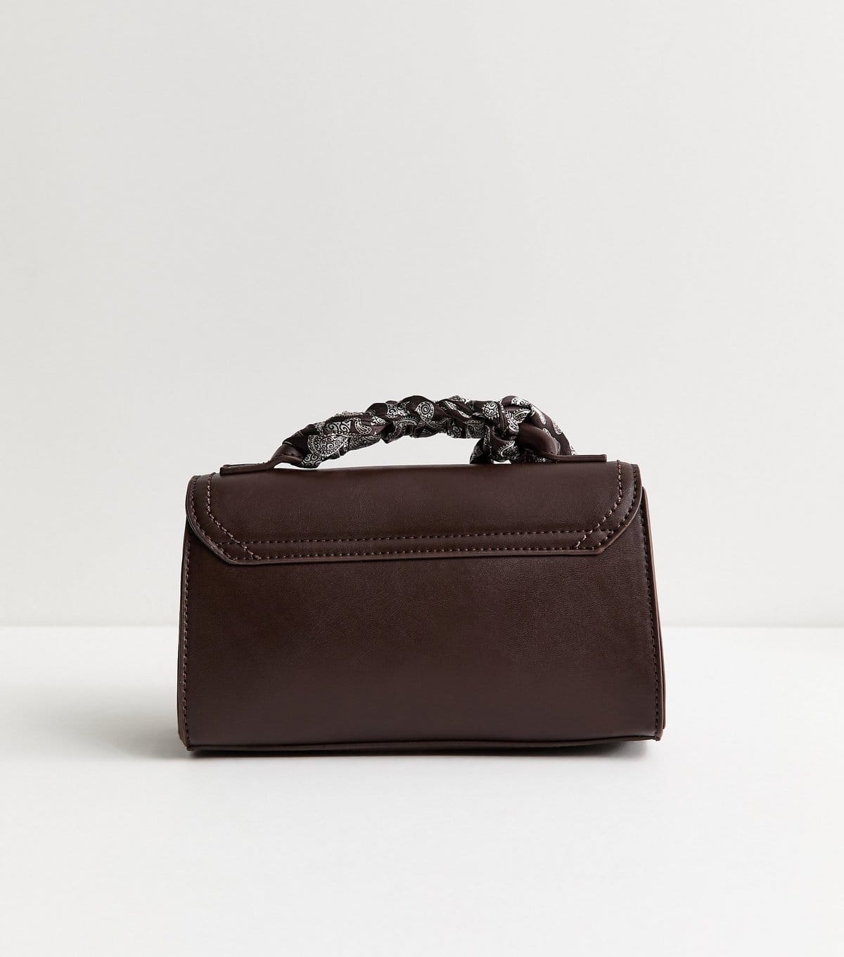 New Look Dark Brown Faux Leather Scarf Top Handle Bag New Look - 4