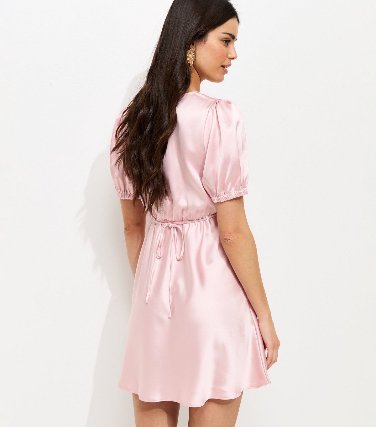 New Look Women's Light Pink Satin Lace Trim Mini Dress New Look - 4