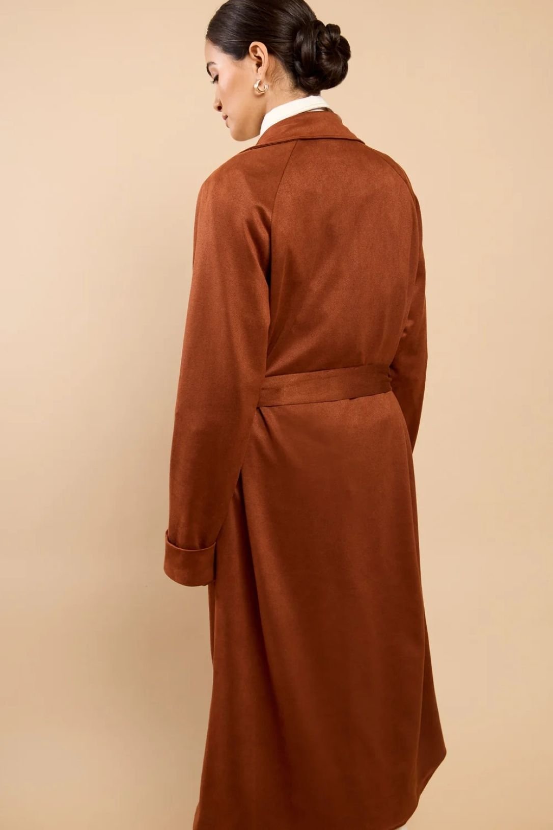 Little Mistress Little Mistress Women's Brown Suedette Trench Coat - 2